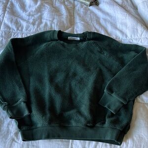 perfectwhitetee Dark Green Fleece Crewneck Sweatshirt